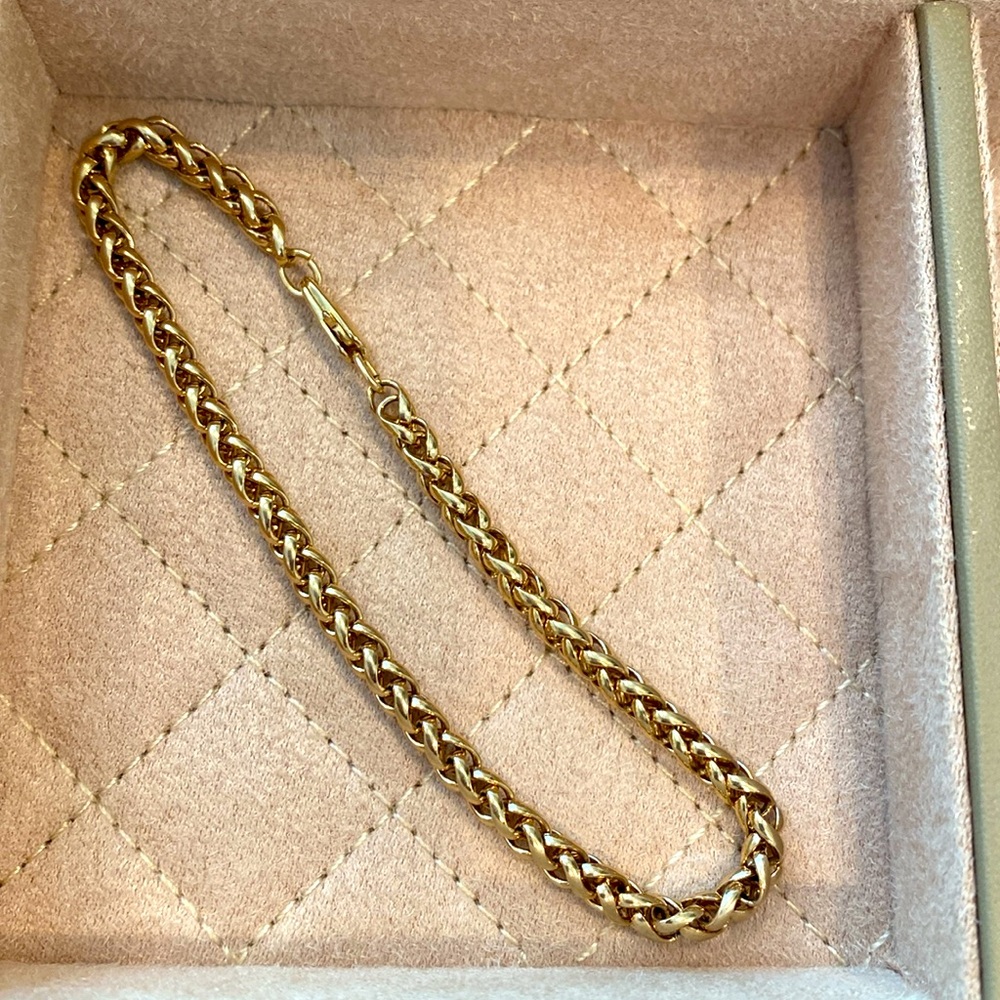 Gold 4mm Wheat Chain Bracelet